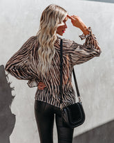 Tustin – Bedruckte Bluse mit Knopfleiste und Rüschen